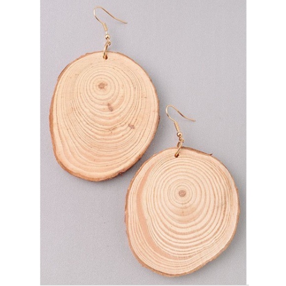 Wood Slice Earrings Natural Rustic Earrings New - Picture 1 of 2